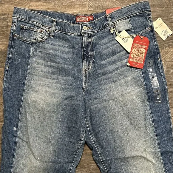 NWT Lucky Jeans Size 18 / 34 Legend Easy Rider Boot Cut Medium Wash Three Charms - Picture 10 of 16